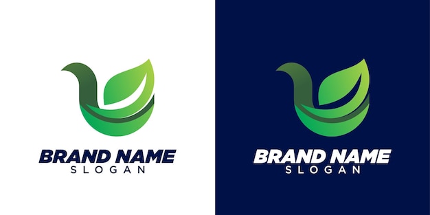 Modern green leaf swan logo