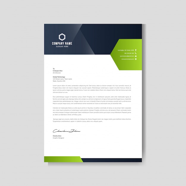 Modern green letterhead layout