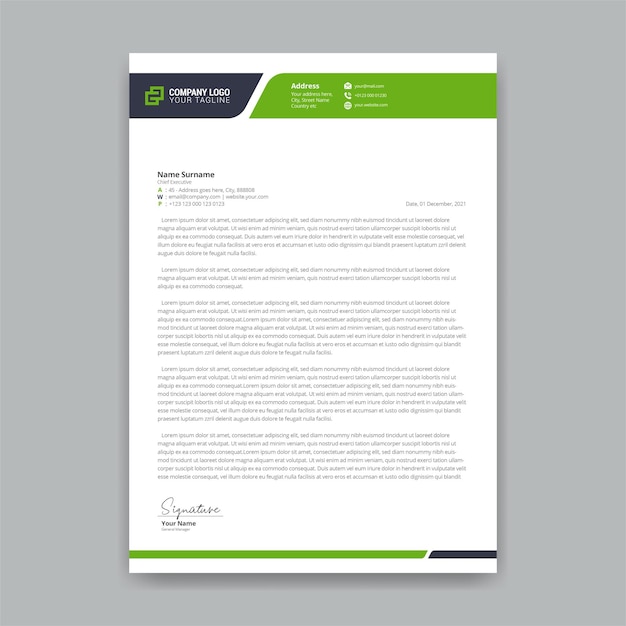 Vector modern green letterhead template