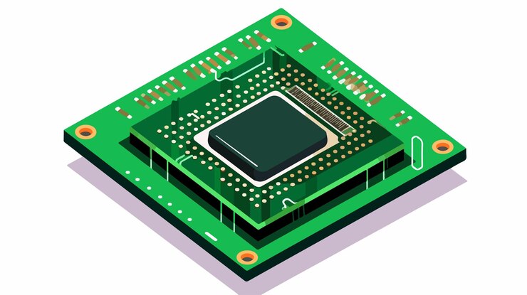 Vector modern green microchip computer accessories