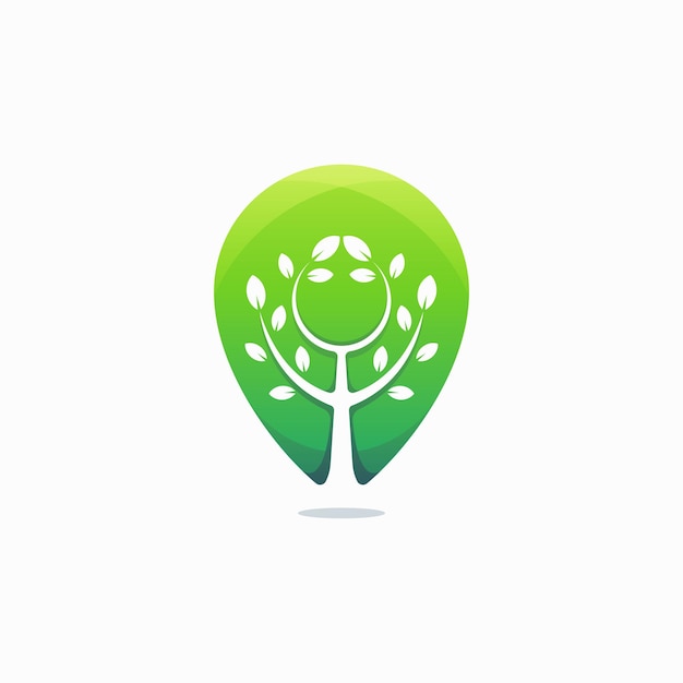 Modern green pin tree logo template