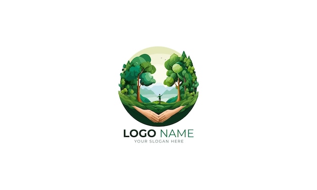 Vector modern green planet earth life is too short live in a free environment nature health logo