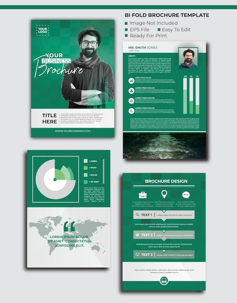 Vector modern green vector bifold brochure template