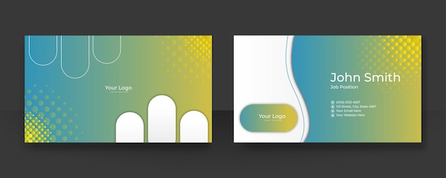 Современная зеленая желтая визитная карточка - творческий и чистый шаблон визитной карточки.