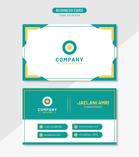 Modern green and yellow business card template
