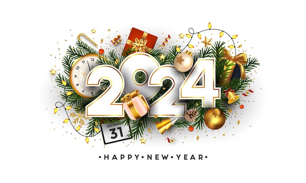 Vettore saluto moderno buon anno 2024 2