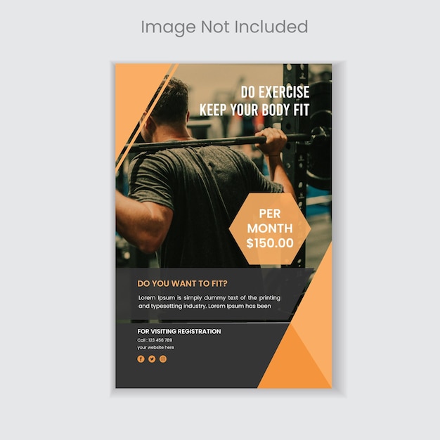 Modern gym fitness flyer and poster design template