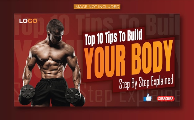 Modern gym or fitness youtube thumbnail and web banner design