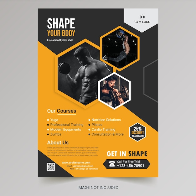 Vector modern gym flyer design template