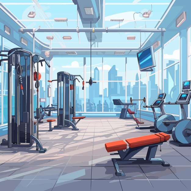 Vector modern gym interior center