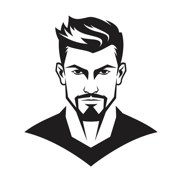 Modern Hairstyle Male Silhouette Vector Icon