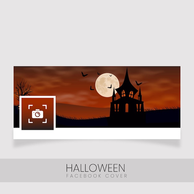 Modern halloween landscape social media cover template for happy Halloween day