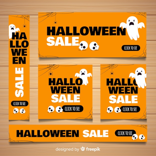 Collezione di banner web di halloween moderna