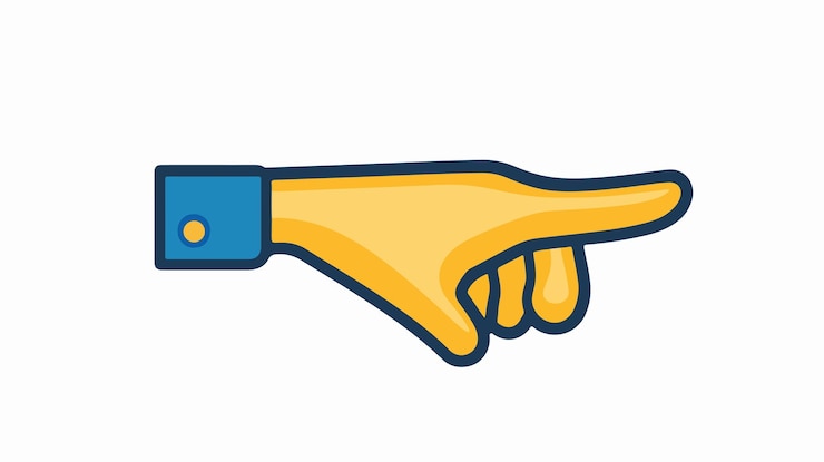 Vector modern hand cursor icon with blue and yellow buttons for clicking purposes