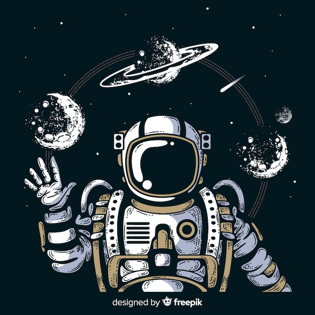 modern hand drawn astronaut character