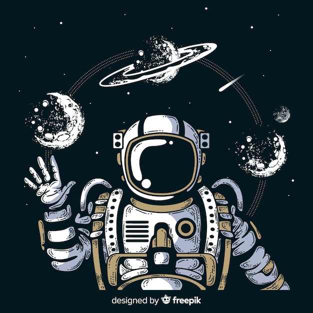 Modern hand drawn astronaut character