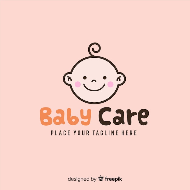 Modern hand drawn baby logo template