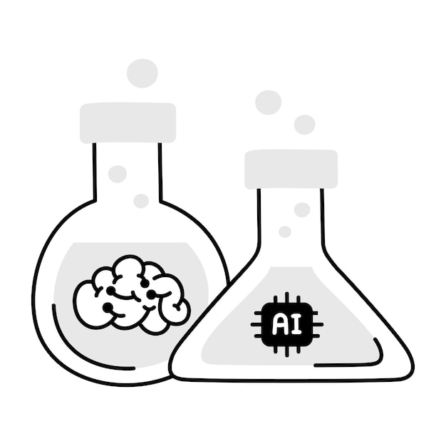 Modern hand drawn icon of ai lab