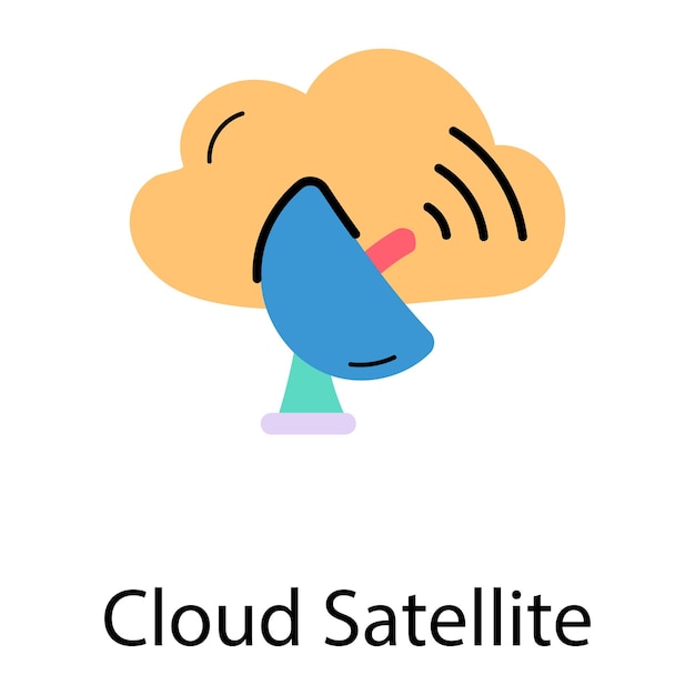 Modern hand drawn icon of cloud satellite