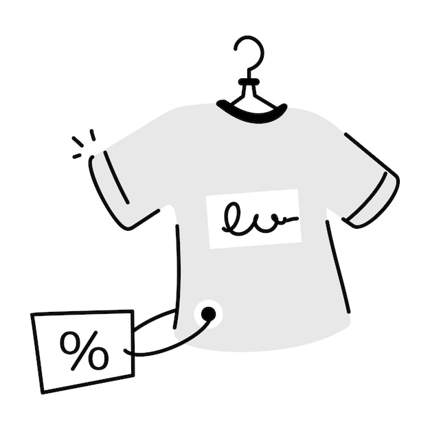 Vector modern hand drawn icon depicting shirt sale