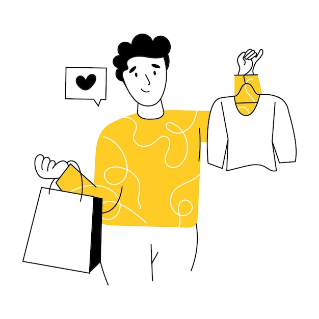 Modern hand drawn illustration of shopping