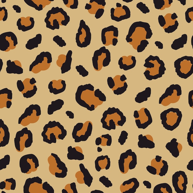 Modern Hand Drawn Leopard Skin Animal Print Seamless Pattern