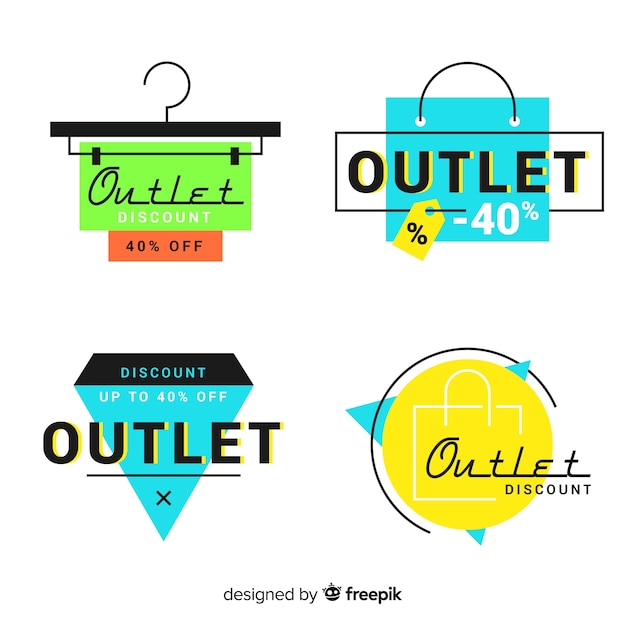 Collezione di badge outlet disegnata a mano moderna