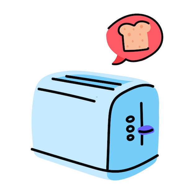 Modern hand drawn sticker of toaster