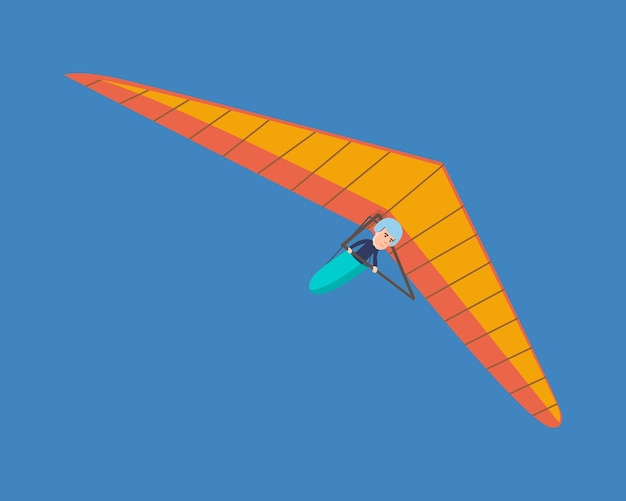 Modern hang glider man hovering in air on this vehicle