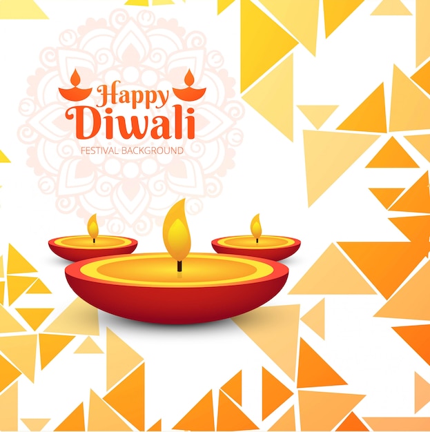 Modern happy diwali decorative background with polygon