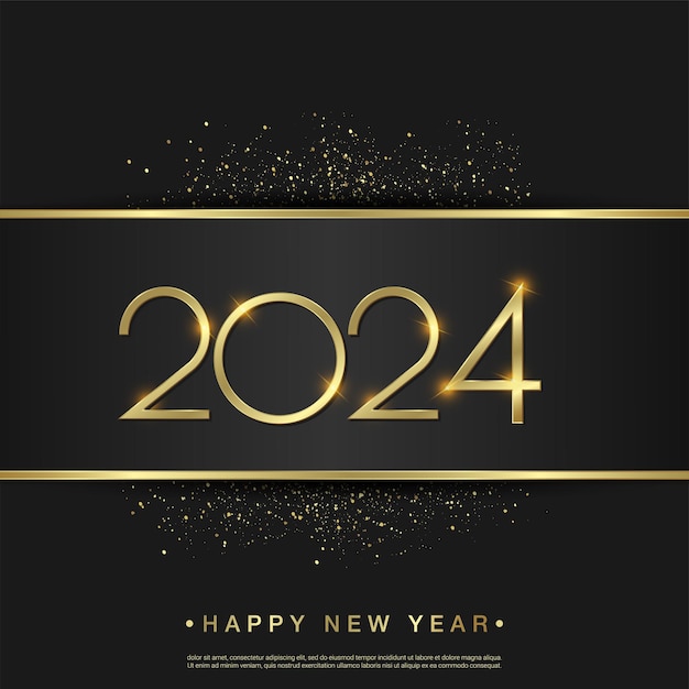 Vector modern happy new 2024 year gold number background