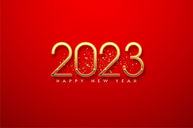 Современный с новым годом 2023 с золотыми номерами
