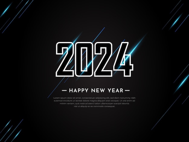 Vector modern happy new year 2024 design background with memphis and geometric style vector