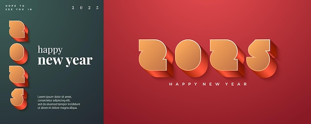 modern happy new year 2025 with embossed numbers Premium design 2025 for calendar poster template or poster design