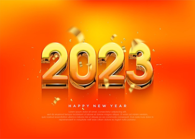 Modern happy new year background shiny fresh orange