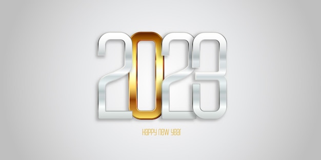 Modern Happy New Year background with metallic numbers