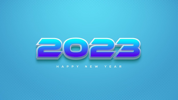 Modern happy new year with blue 3d modern numbers