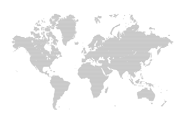 Vector modern hatched world map flat earth globe worldmap