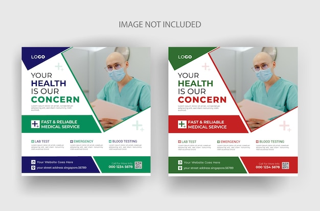 Modern Health care and medical social media post template design