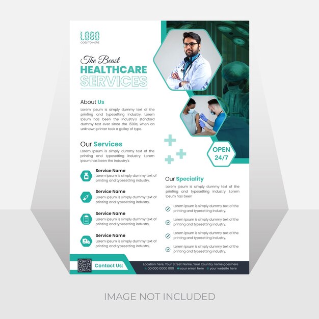 modern healthcare hospital flyer and poster template design vector