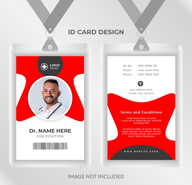 Vector modern healthcare medical doctor id card template with flat design