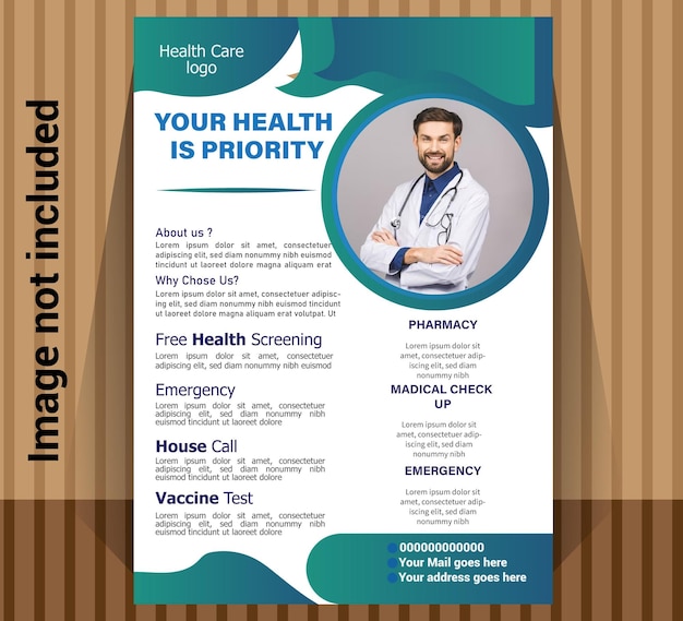 Modern healthcare and medical Flyer poster leaflet design for hospital doctor clinic dental standi