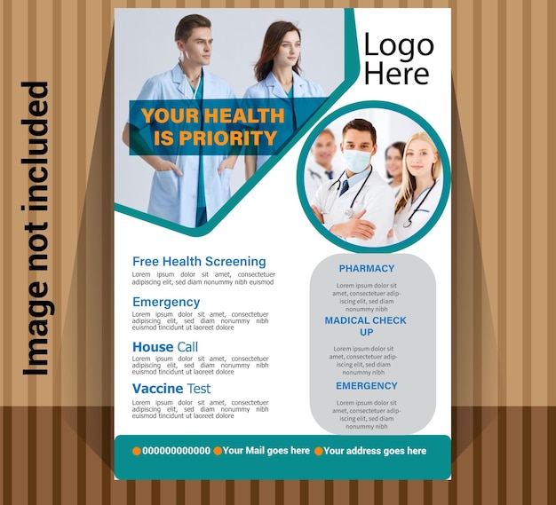 Modern healthcare and medical Flyer poster leaflet design for hospital doctor clinic dental standi