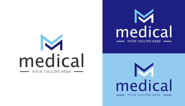 Вектор Современное здравоохранение медицинский логотип плоский вектор синий медицинский логотип элемент шаблона дизайна