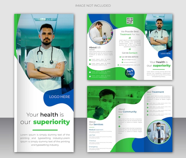 Modern healthcare medical treatment trifold brochure template