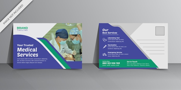 Modern healthcare postcard design template