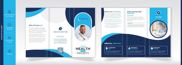 Modern healthcare service trifold brochure design template