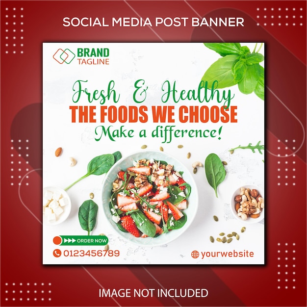 Modern healthy food social media post design