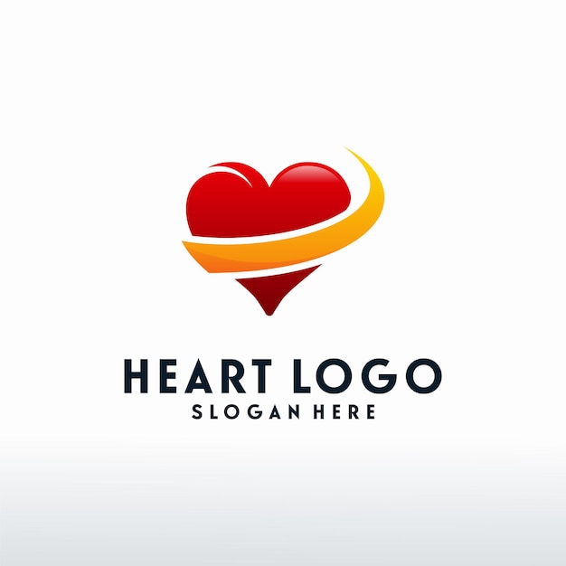 Modern Heart logo designs with swoosh logo vector, Love logo designs concept