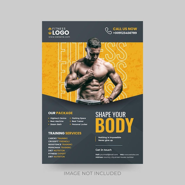 Vector modern heavy fitness flyer design template